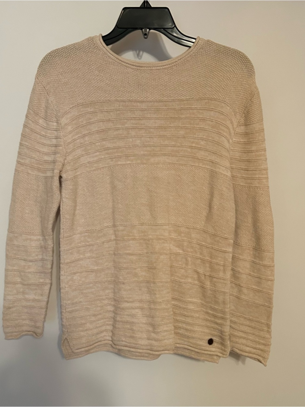 Zara Men's Beige Textured Crewneck Sweater